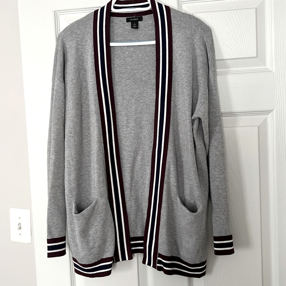 Halogen cotton cardigan Small Petite Gray